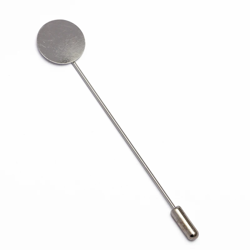 Rhodium 10pcs 10 15mm Silver Tone Round Blank Brooch Bases Tray Lapel Stick Brooch Safety Pin Needle for DIY Costume Jewelry Accessories - Цвет: Rhodium