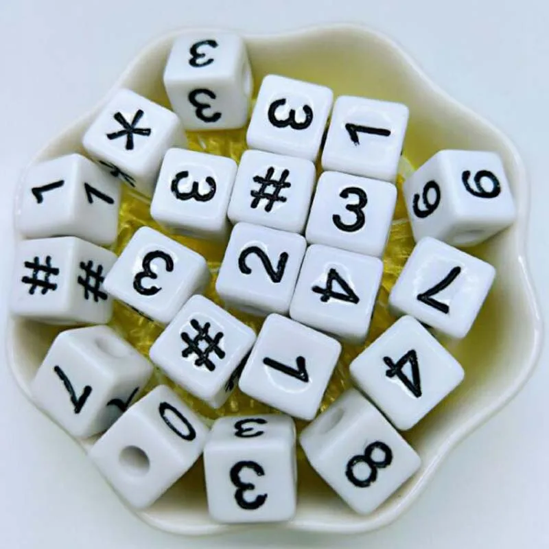 Plastic Number White 400PC Size Of 1 cm Beads Acrylic Big Children Education Handmade DIY Bracelet Bead Jewelry Make Gift | Украшения и
