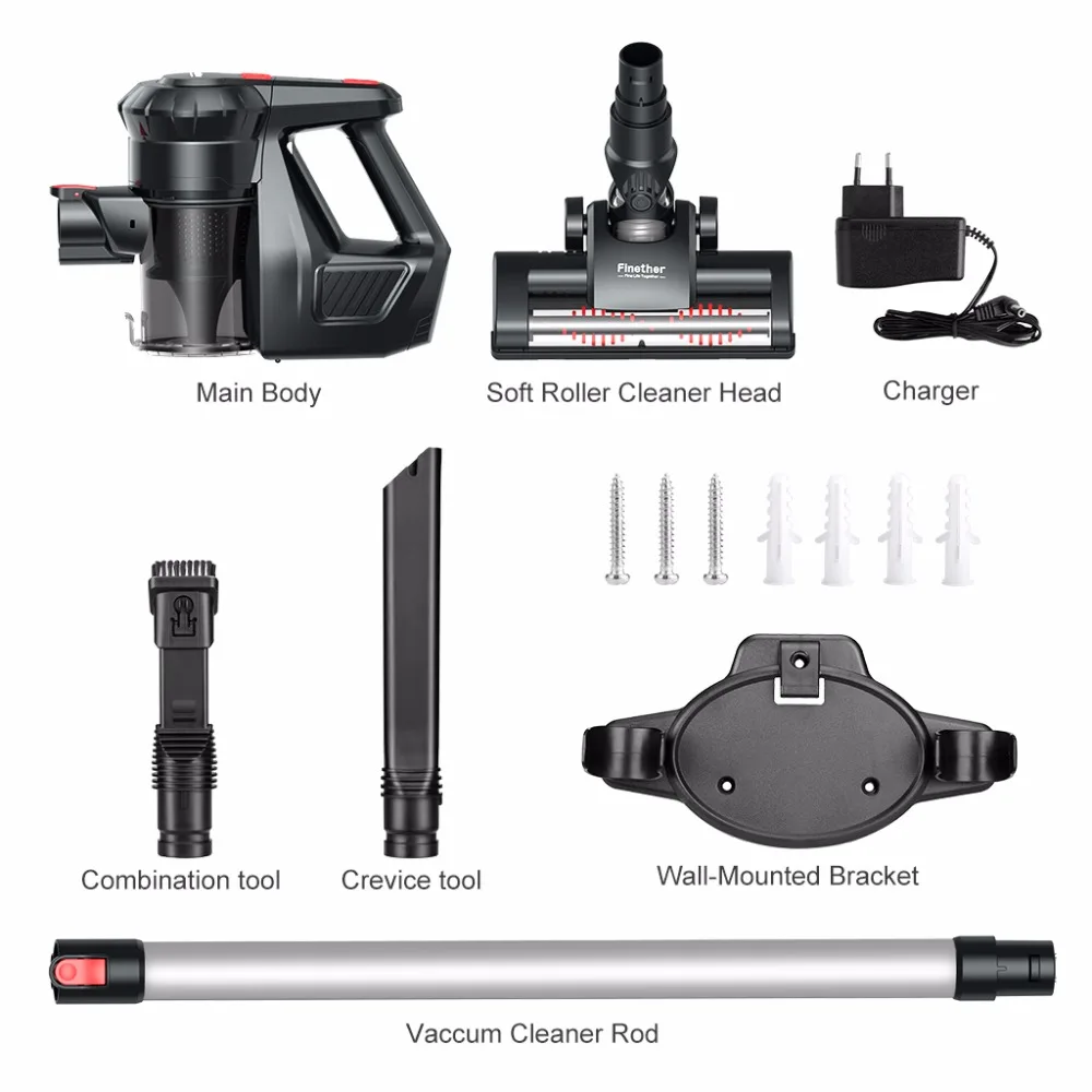 Finether 2 в 1 беспроводной ручной пылесос Wall Mount для различных поверхностей Мощность