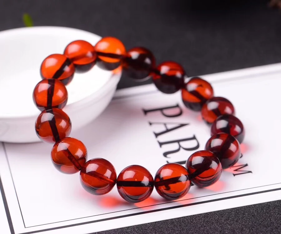 Natural Blood Red Amber Bracelet Jewelry For Women Man Healing Beauty Crystal 11mm Round Beads Stone Gemstone AAAAA Certificate | Украшения