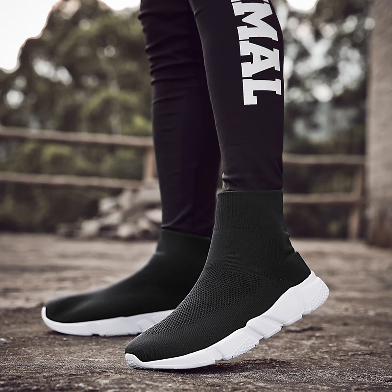 Weweya Men Socks Sneakers Summer High Top Running Shoes Breathable Elastic Knit Male Sport Lightweight Trainers Krasovki | Спорт и