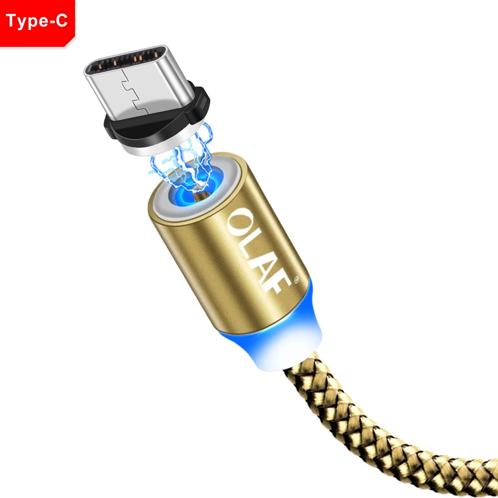 Gold Type C Олаф 1 м 2 м Быстрая Зарядка светодиодный Micro usb type C кабель для Xiaomi для samsung мобильного телефона зарядное устройство Шнур для iPhone 7 8 X XR XS Max - Цвет: Gold Type C