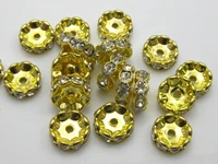 50pcs golden flower rhinestone rondelle spacers beads 10mm