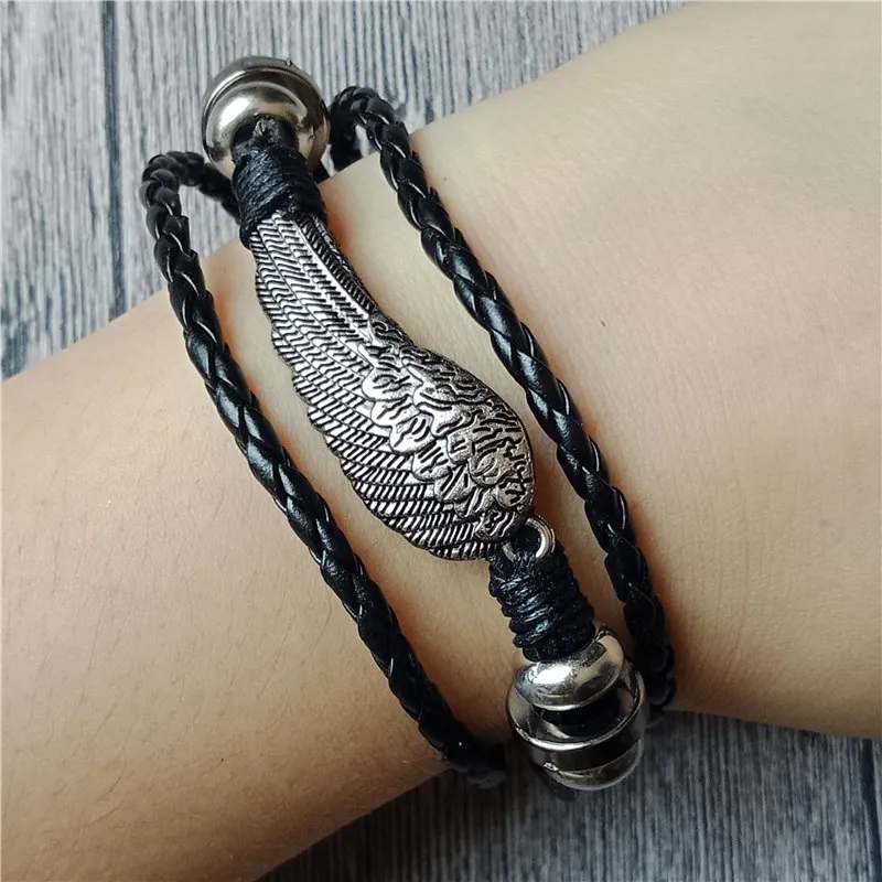 Лидер продаж 2018 модный кожаный браслет с якорем и крыльями для мужчин мужские