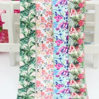 16mm fold over elastic ribbon 58 flower printed 50 yards hair ring diy handmade sewing clothing accessories band