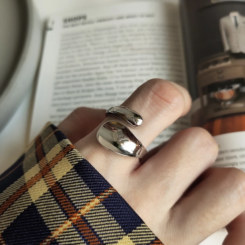 Женские Необычные кольца LouLeur серебряные Простые из стерлингового серебра 925