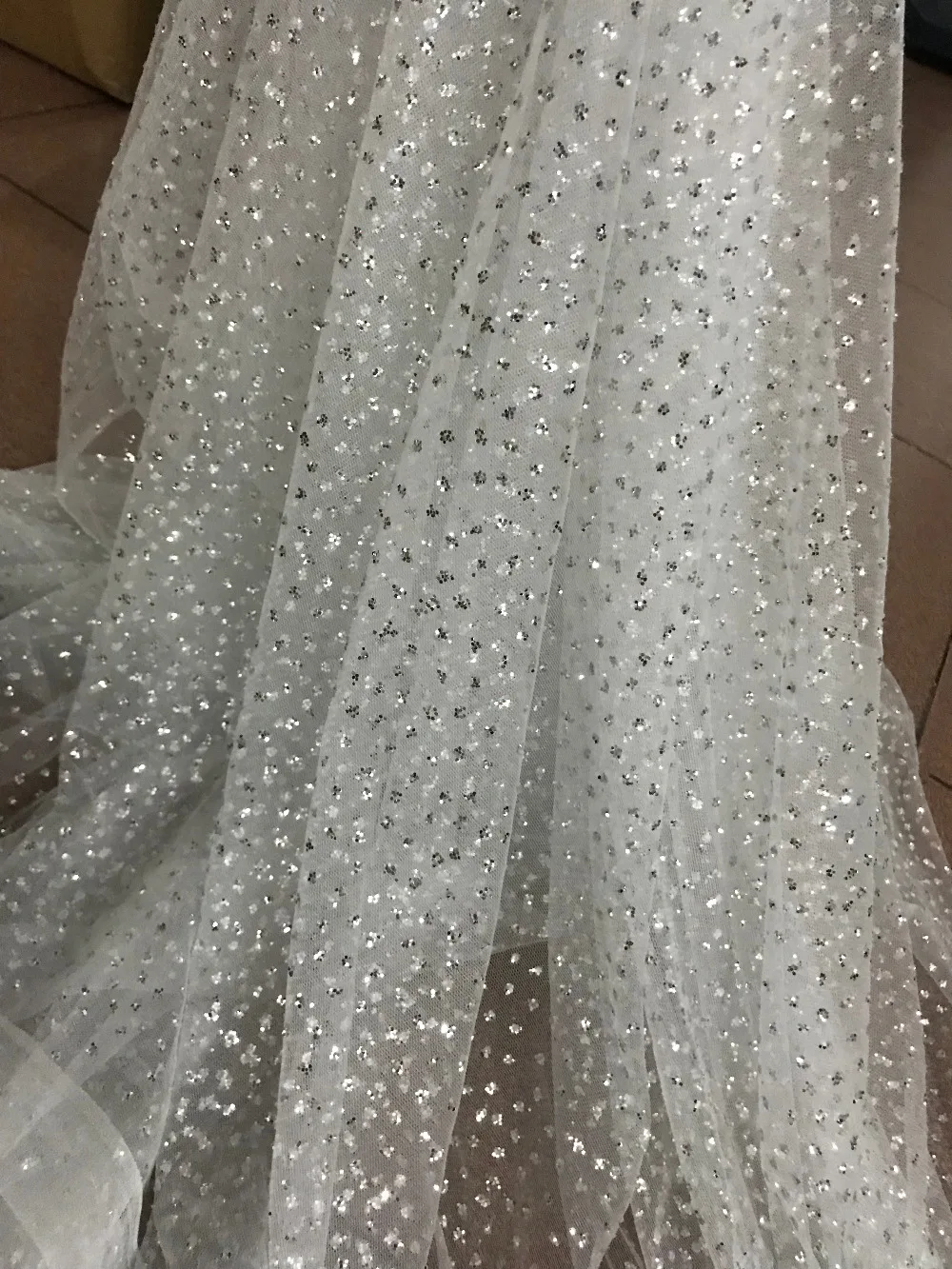 

Fancy crystal white glued print glitter tulle african Indian net lace fabric 5yards for bridal dress