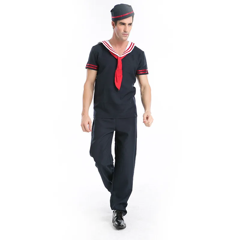 Взрослые мужские костюмы на Хэллоуин костюм матросского синего флота Косплей