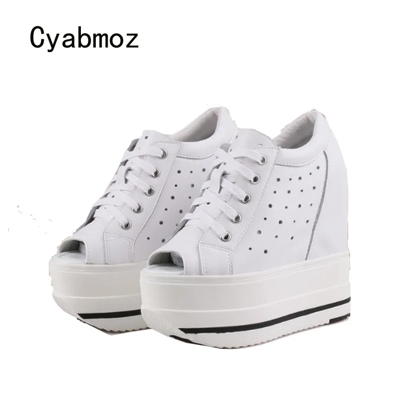 Cyabmoz/Женская обувь увеличивающая рост женские туфли-лодочки с открытым носком на