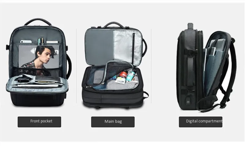 Wear resistant breathable men backpack waterproof business travel computer large backpacks can expand laptop school bag man bags