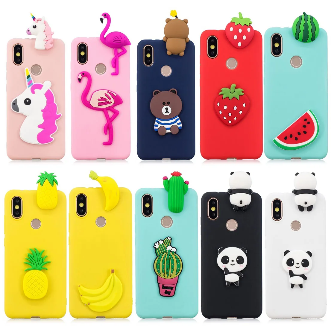 Силиконовый чехол для Xiaomi MI A2 мягкий из ТПУ с 3D рисунком единорога медведя банана
