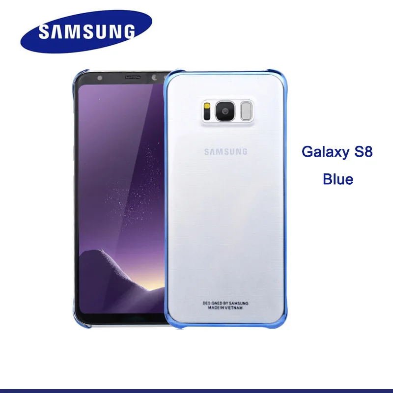 samsung Galaxy S8 чехол с прозрачным антидетонационным гальваническим разноцветным чехлом прозрачный деловой стиль - Цвет: Blue