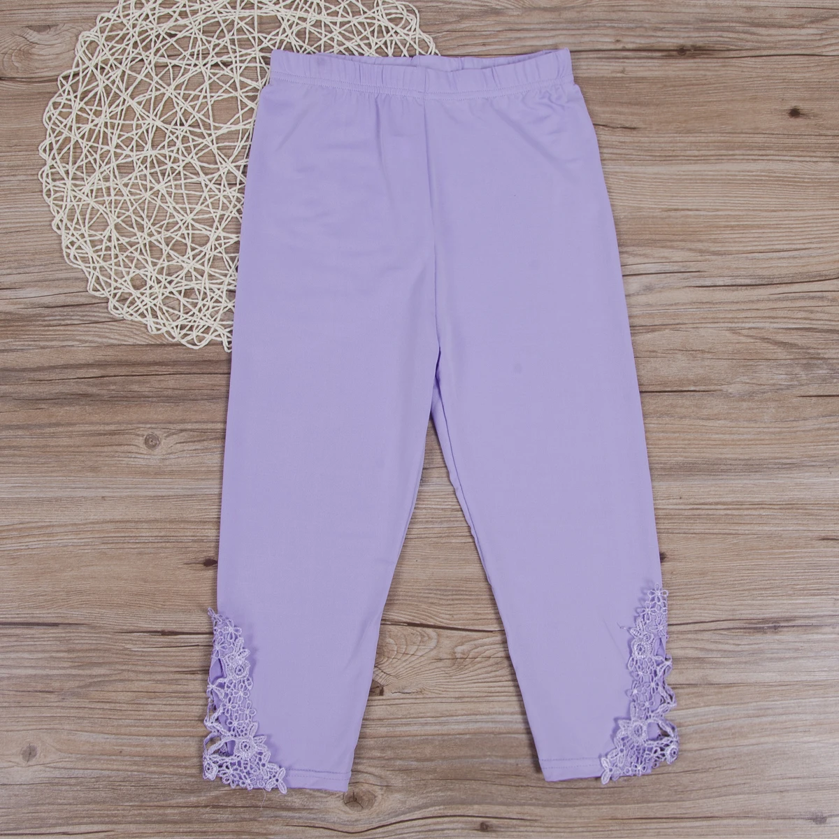 

Women Lace Cropped 3/4 Leggings Active Capri Length Slim Pants Trousers Display Elastic