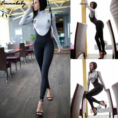 Женский комбинезон с регулируемыми бретельками Облегающий без рукавов Длинные