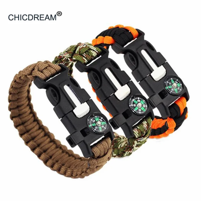 

Multifunctional Braided Bracelet Men Paracord Survival Outdoor Camping Rescue Emergency Rope Bracelets For Women Dropshipping