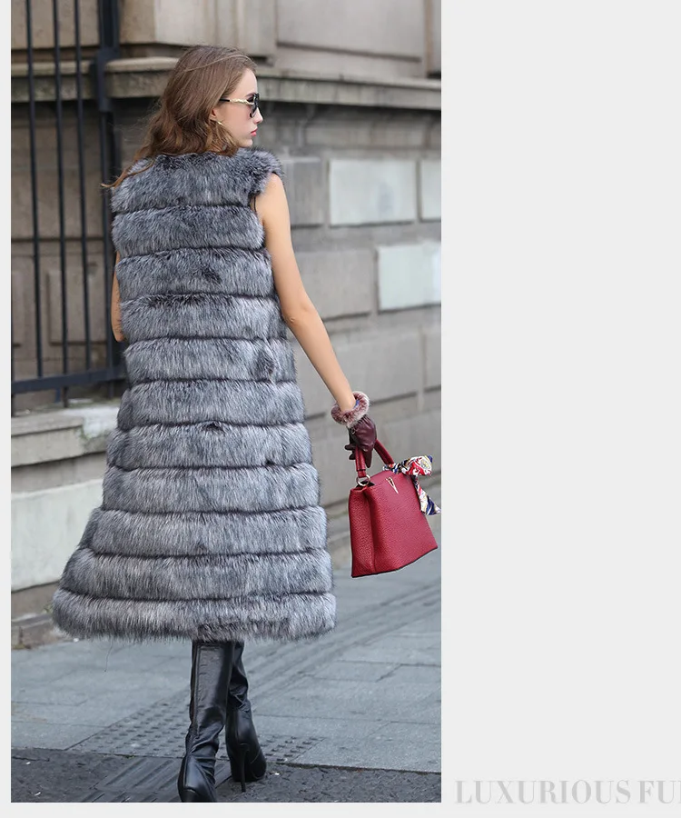 YMOJNV новая зимняя куртка из искусственного меха без рукавов Женская длинная жилетка из искусственного меха утепленная жилетка пальто женский меховой кардиган