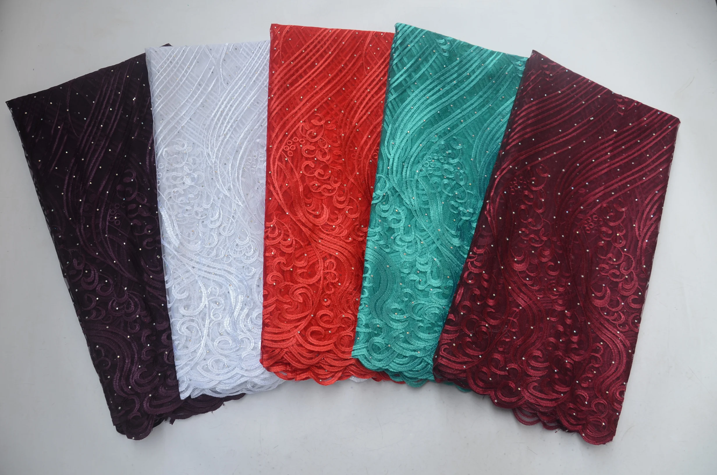 

Nigerian Lace for Wedding 2019 High Quality Embroidery French Tulle Mesh African Lace Fabric With Stones FLP-959