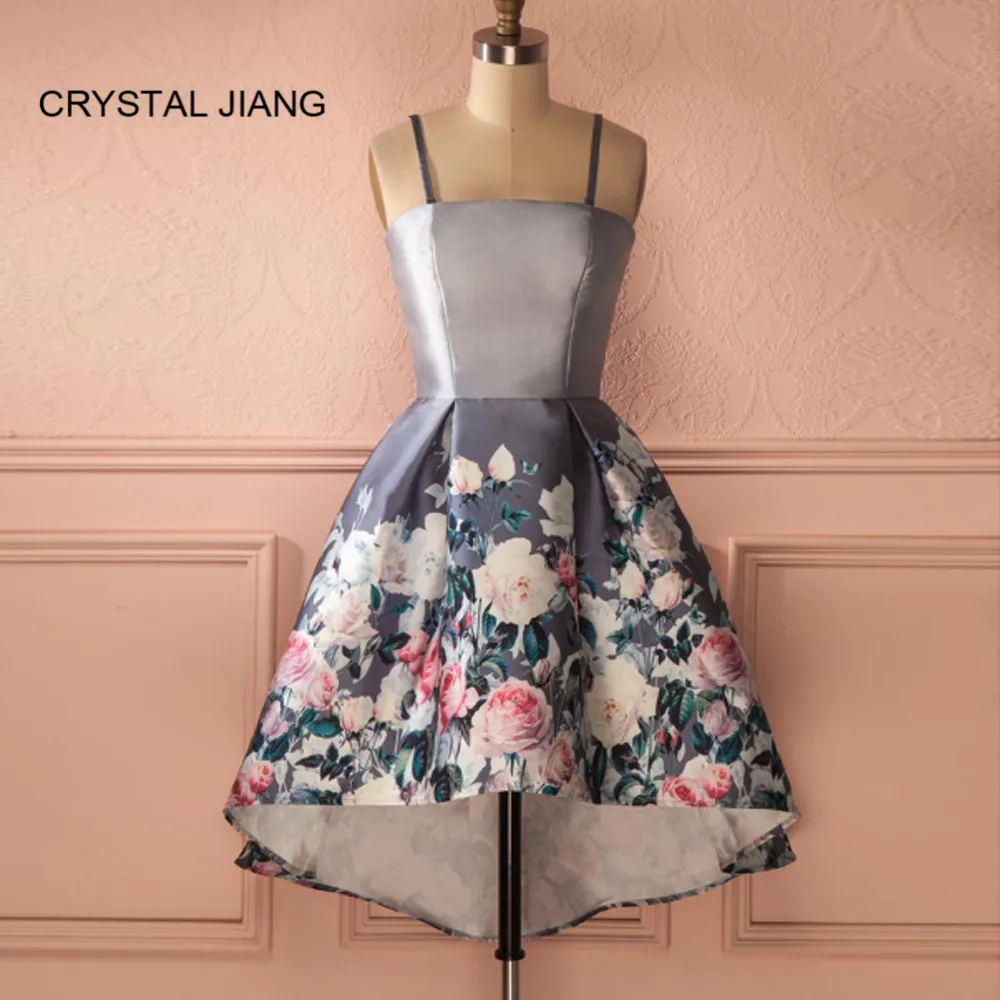 Новинка 2019 модные коктейльные платья CRYSTAL JIANG на тонких бретельках а силуэт заказ