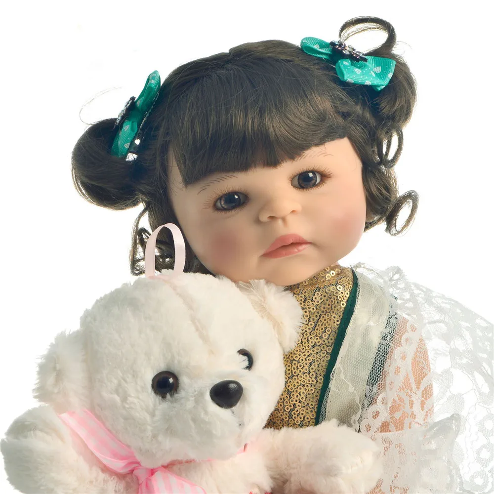 55cm Full Silicone Body Reborn Baby Doll Toy For Girl Vinyl Newborn Princess girl Bebes reborn Accompanying Birthday Gift | Игрушки и