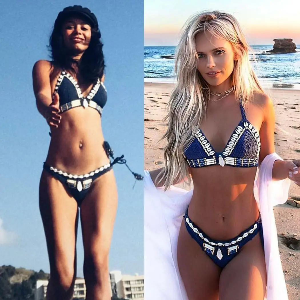 Women Casual Halter Sleeveless Knitted Shell Loose Decor Short Two-Piece Summer No Swimming Wear Swimsuit |