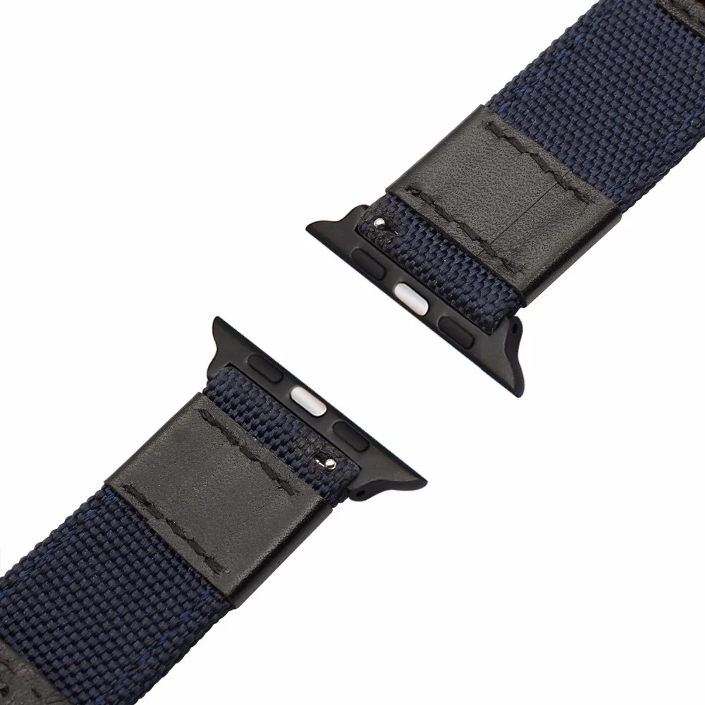 Премиум нейлоновый и кожаный ремешок для часов iWatch Apple Watch 38 мм 42 мм серия 1 2 3 спортивный ремешок черный серебристый стальной ремешок с застежкой