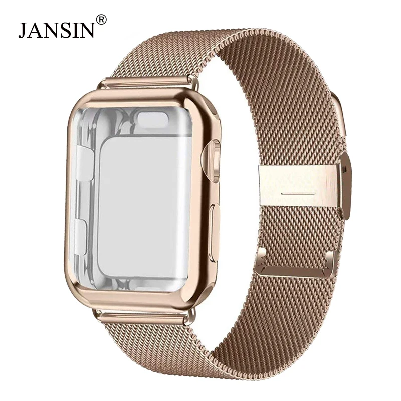Milanese Loop band с чехол для Apple Watch Series 4/3/2/1 38 мм 42 мм 40 мм 44 мм Нержавеющая сталь на запястье браслет для iwatch