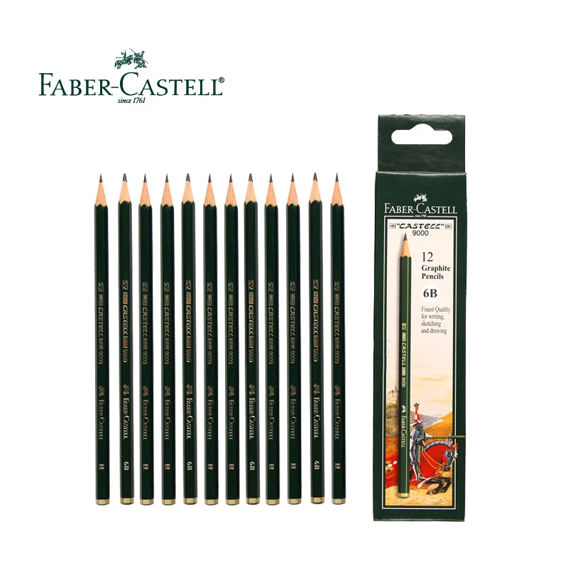 12 шт. FABER CASTELL 9000 карандаш для рисования древесным углем эскизов H 2H 3H 4H 5H F B 2B 3B 4B 5B 6B