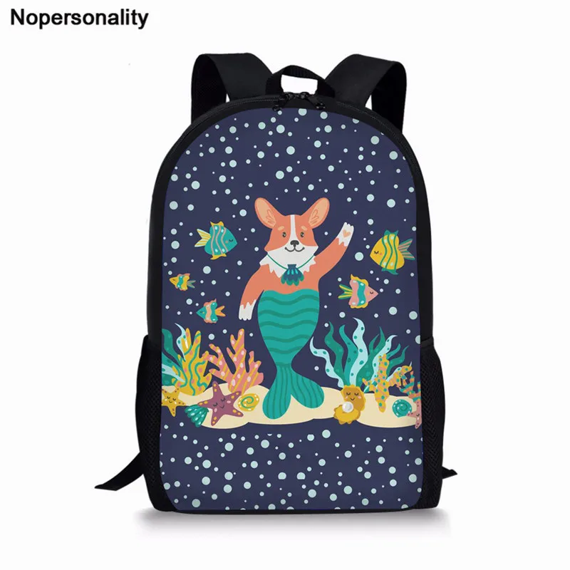 Z2867C Nopersonality Cute Corgi Dog School Bag Set Black Child Schoolbag for Teenager Girls Boys Junior Primary Children Kids Book Bags - Цвет: Z2867C
