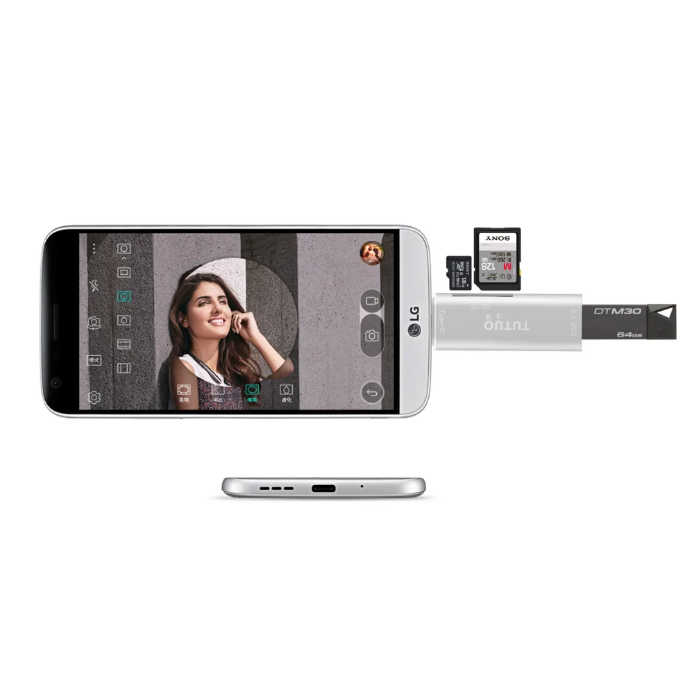 TUTUO [Type-C V15] USB-C Male to USB-A 3.0 Female Adapter SD/TF Card Reader Universal OTG Connector for MacBook/Phones (Silver) | Мобильные