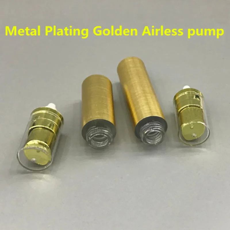 

6ps/lot High Quality 5ml 10ml golden silver vacuum airless lotion bottle with treatment pump mini refillable portable bottle