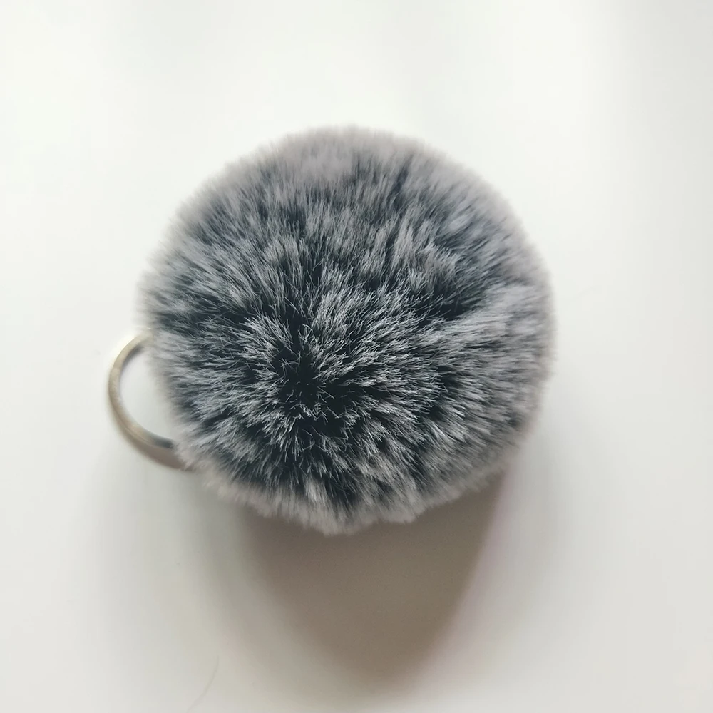 Black Gray 27 цветов, пушистый мех, помпон, брелки, мягкий искусственный мех кролика Рекс, шар, автомобильный брелок, помпон, брелки для ключей, женская сумка, подвеска, ювелирное изделие, сделай сам - Цвет: Black Gray