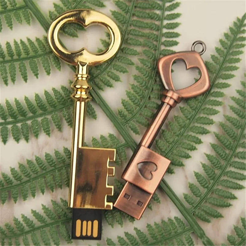 USB флеш-накопитель Heart Key мини-usb карта памяти металлическая чистая медная флешка 64