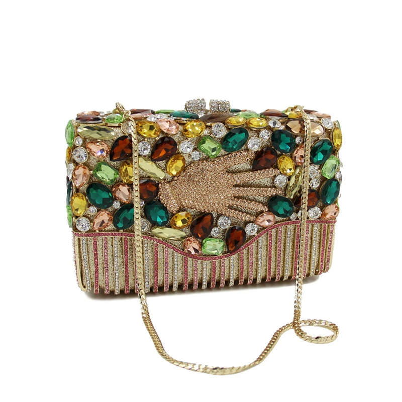 Новое поступление 2019 Свадебный клатч с белым драгоценным камнем для невесты