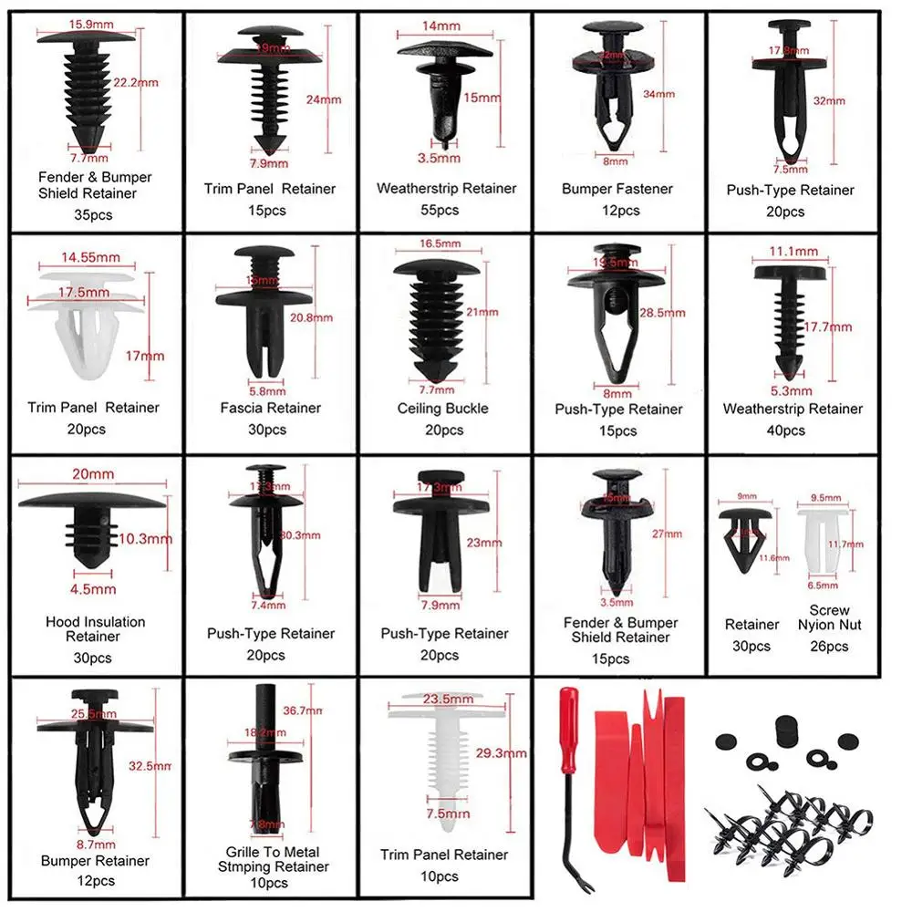 

435PCS automotive fasteners + four tool combinations