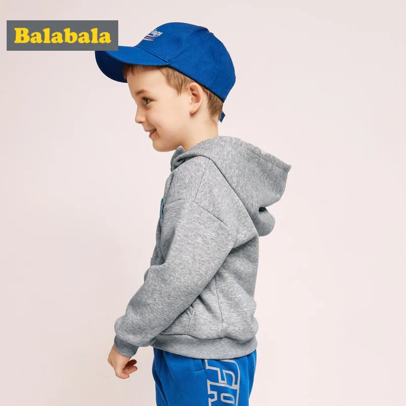 Balabala Toddler Boy Fleece-Lined Hooded Sweatshirt with Kangaroo Pocket Kids Pullover Hoodie Bow Knot Ribbed Cuff and Hem | Мать и