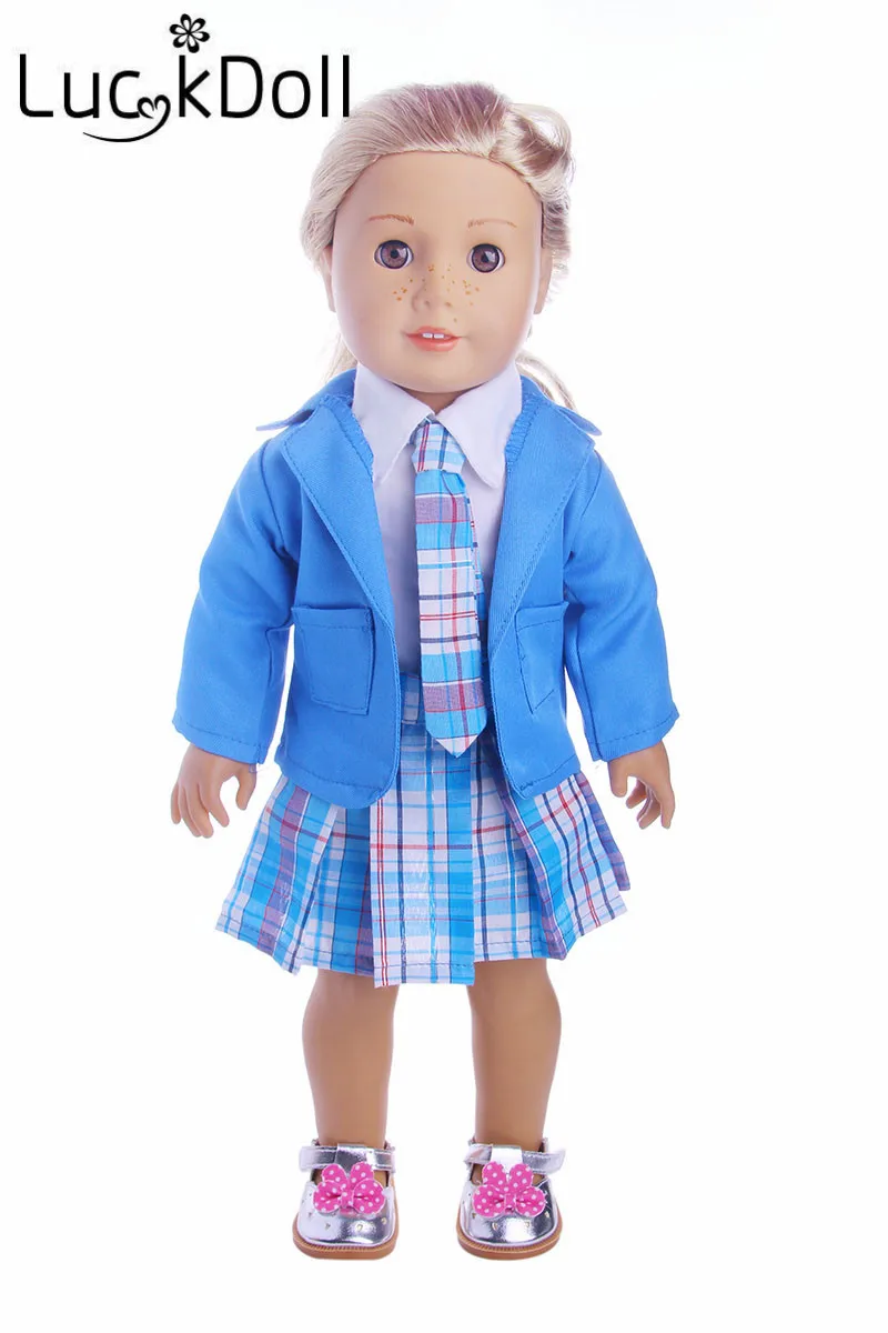 LUCKDOLL 3 стиля кампус стиль Униформа подходит 18 дюймов Американский 43 см детская кукла одежда аксессуары, игрушки для девочек, поколение, день рождения Gif