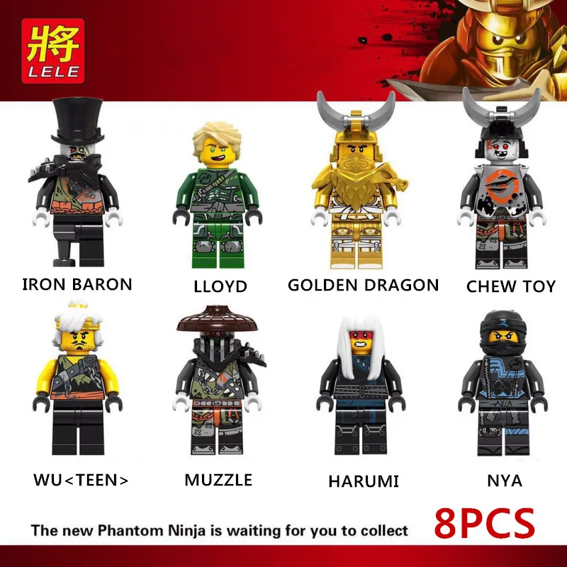 8 шт./компл. ninjagoo золотой дракон харуми Ллойд фигурки ninjagooed Garmadon обучающий