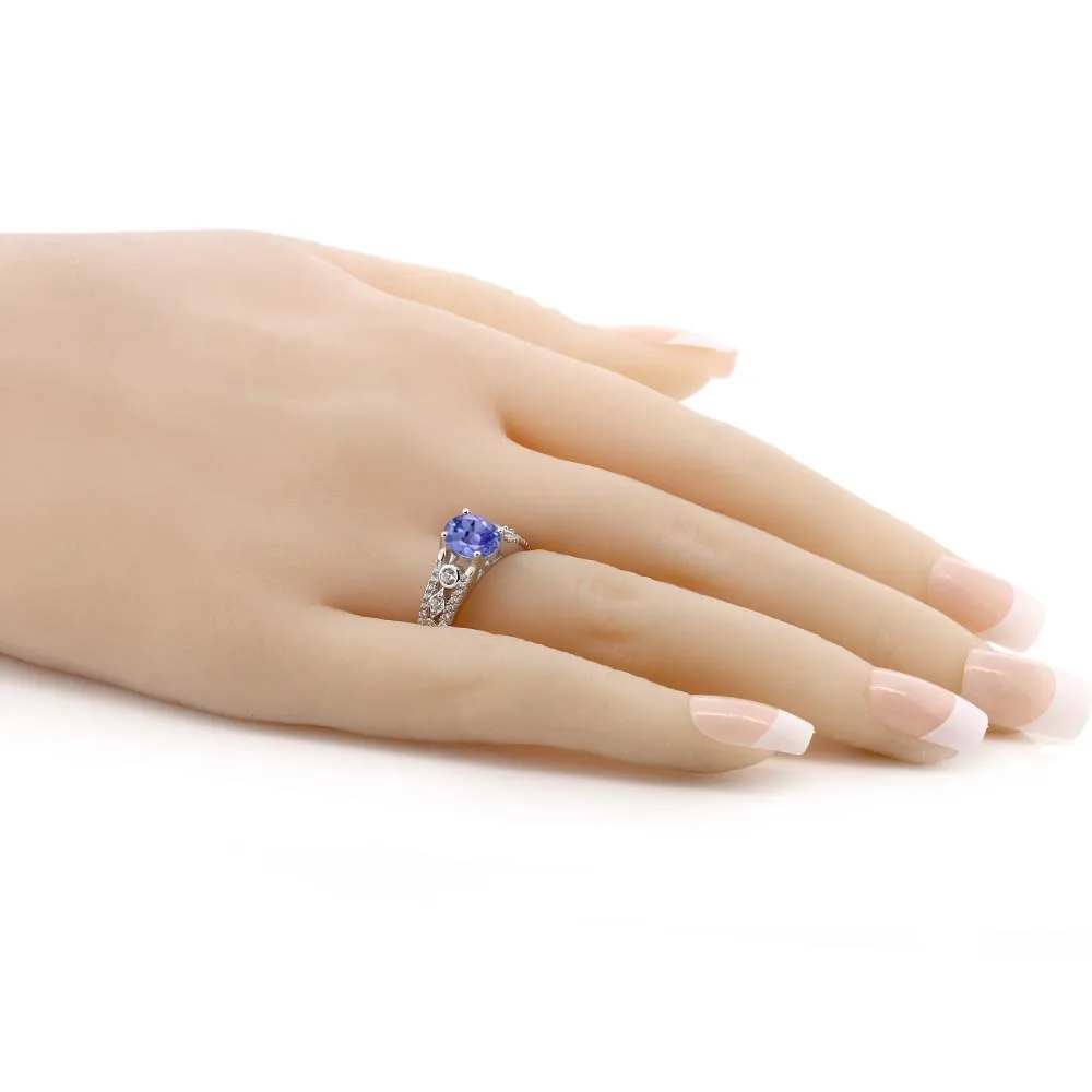 Танзанитное кольцо GemStoneKing 1 72 Ct натуральный голубой Танзанит стерлингового