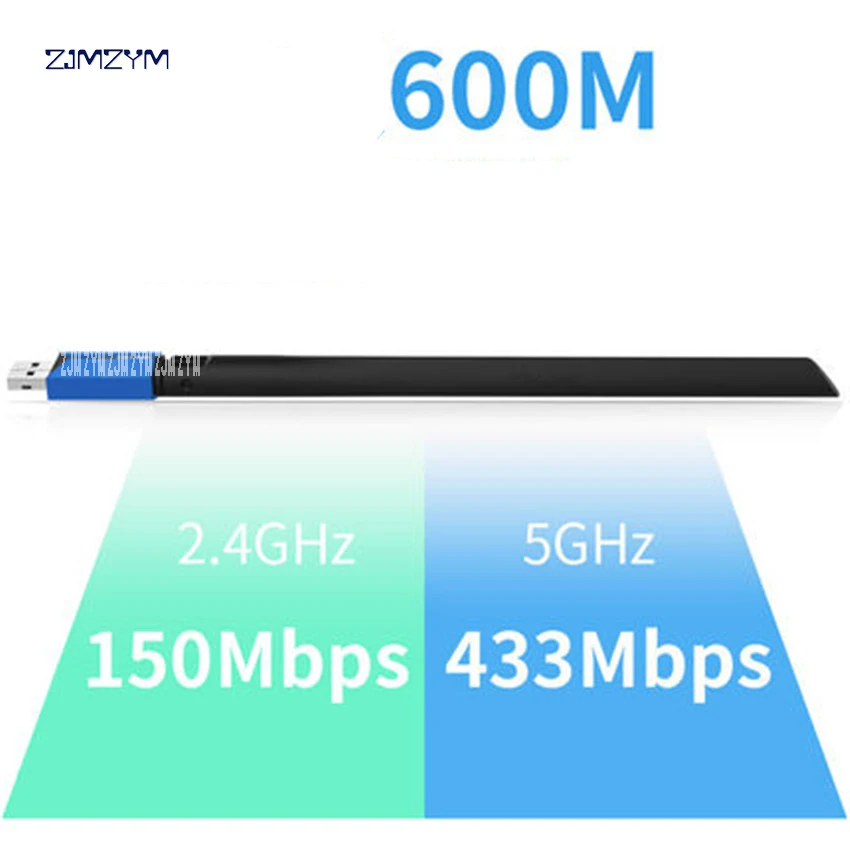 USB Wifi адаптер 600 Мбит/с двухдиапазонный с высоким коэффициентом усиления