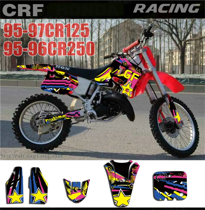 Для Honda CR125 CR 125 1995 1996 1997 CR250 250 мотоцикл Полный наклейки настраиваемый номер