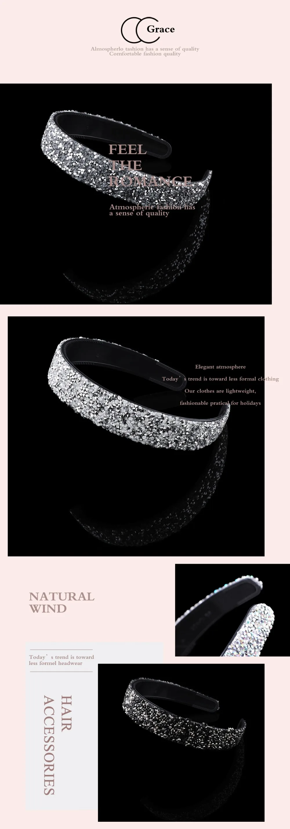 Molans Charming Tattered Drill Hairbands Non-slip Toothed Plastic Female Fashion Headbands Full Rhinestone Girl Hair Accessories