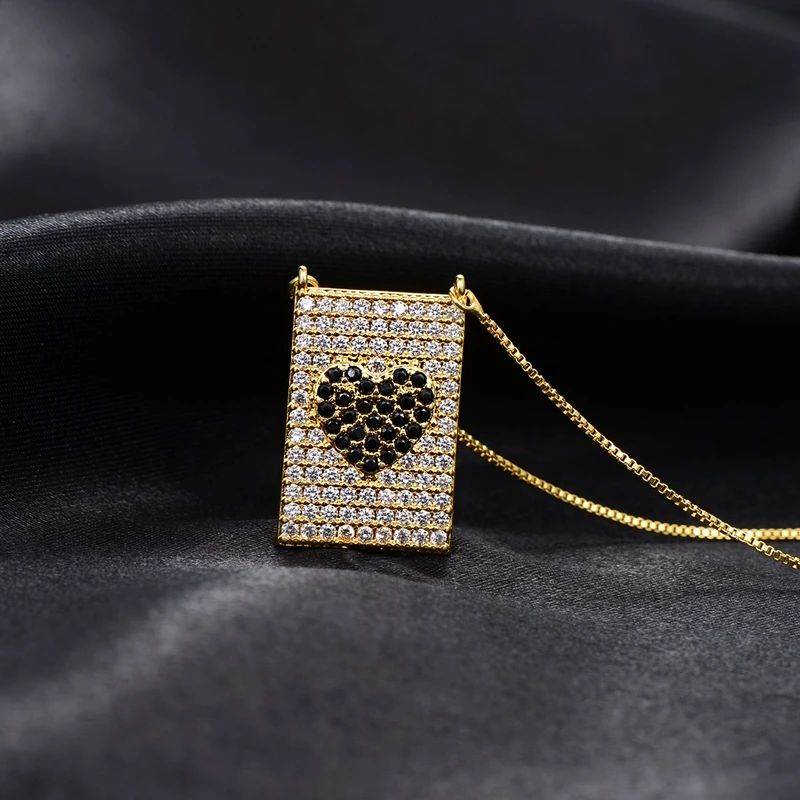 Multicolor Cubic Zirconia Pendant Necklace Love Heart Geometric Rectangle Necklaces For Women Fashion Party Jewelry accessories | Украшения
