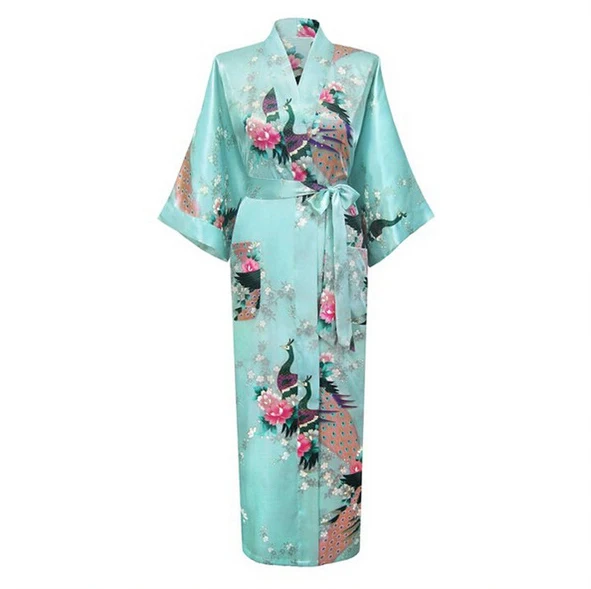 

Light Green Wedding Bride Bridesmaid Dressing Female Robe Bathrobe Style Long Womens Sleepwear Kimono Bath Gown Novelty Clothes