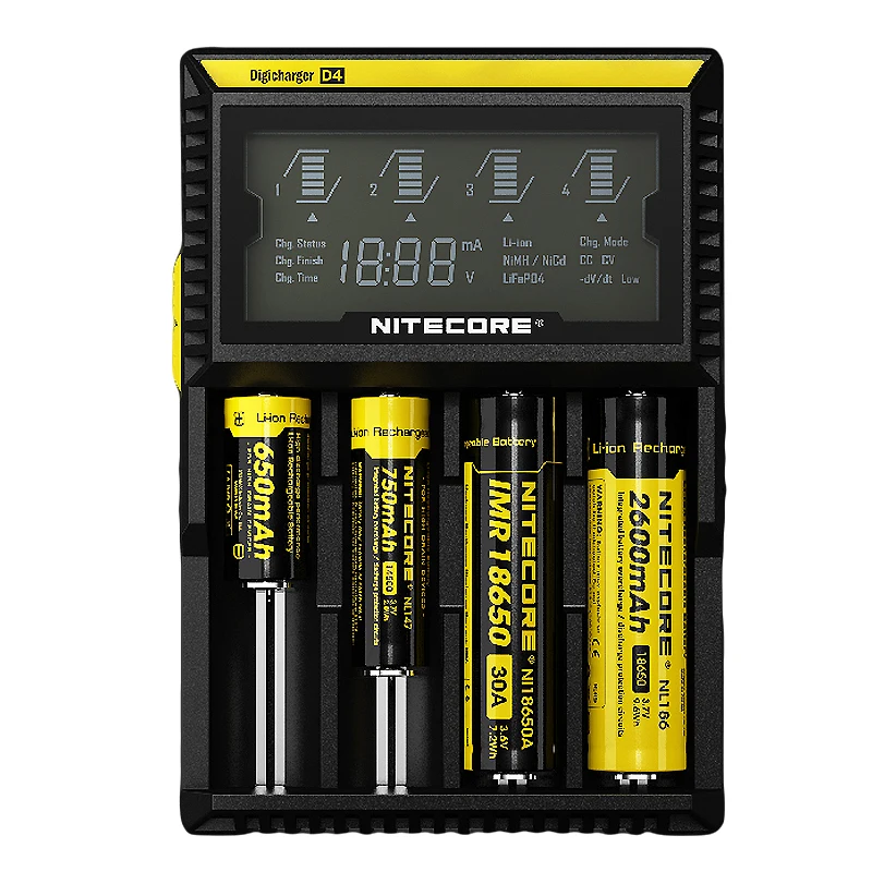 Оригинальное зарядное устройство NITECORE D4 Digi с ЖК дисплеем универсальное подходит