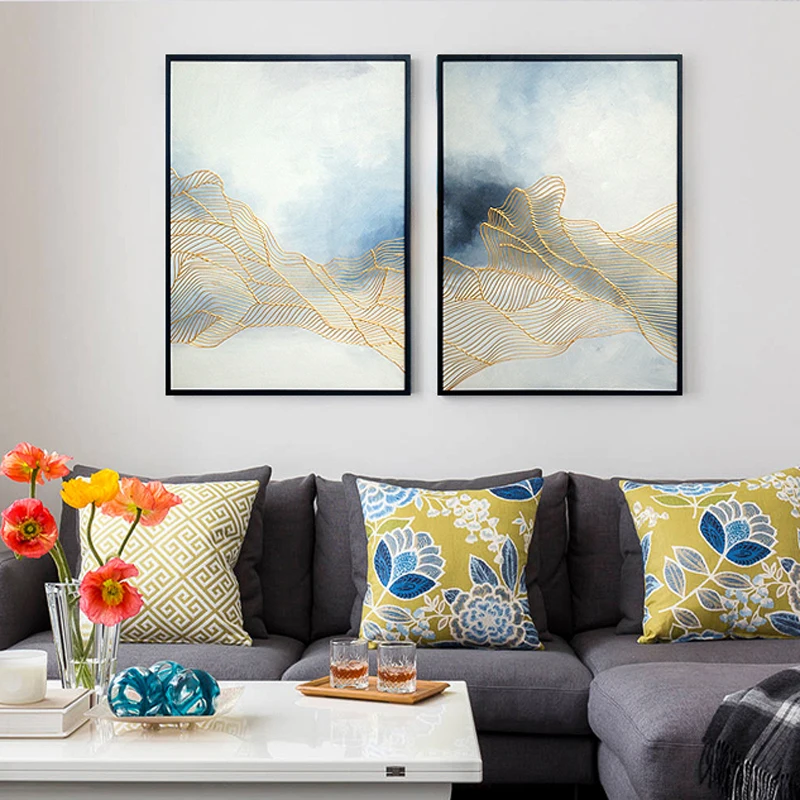 2 Piece Wall Art Decor Hand Painted Canvas Oil Paintings Abstract Handmade Picture For Living Room Modular Painting Unframed | Дом и сад