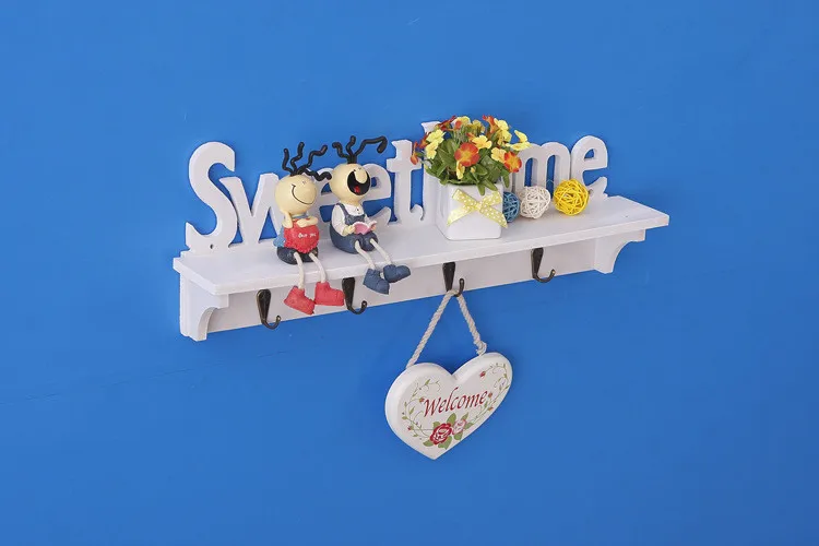 Sweethome деревянные настенные полки с буквами, держатели для хранения ключей и стойки для кухни, дома, детской комнаты, спальни, настенные украшения с 4 крючками