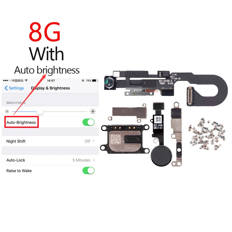 8G Black With bright 1 комплект для iphone 8G 8 Plus кнопка Home flex+ датчик приближения фронтальной камеры+ наушник+ Полный Винты+ наушник металлические запасные части - Цвет: 8G Black With bright
