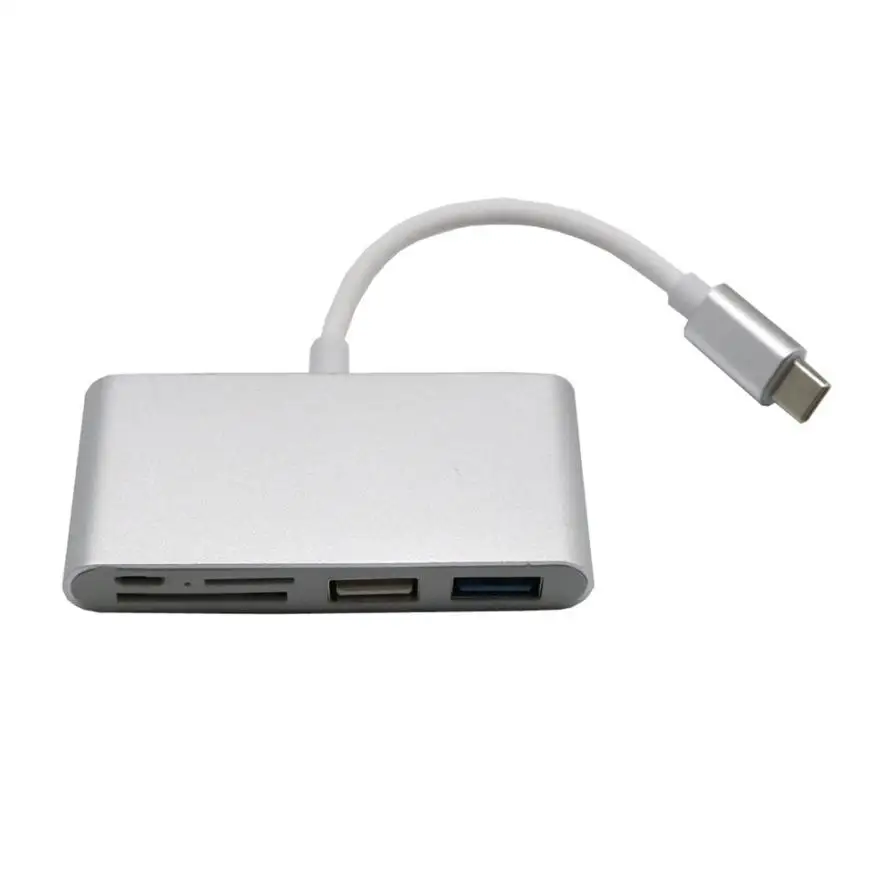 Micro sim sd кард-ридер 5-1type-c USB-C 3,1 OTG USB 3,0 2,0 концентратор SD/TF кард-ридер комбинированный USB SD адаптер кардридер для ноутбука - Цвет: Серебристый