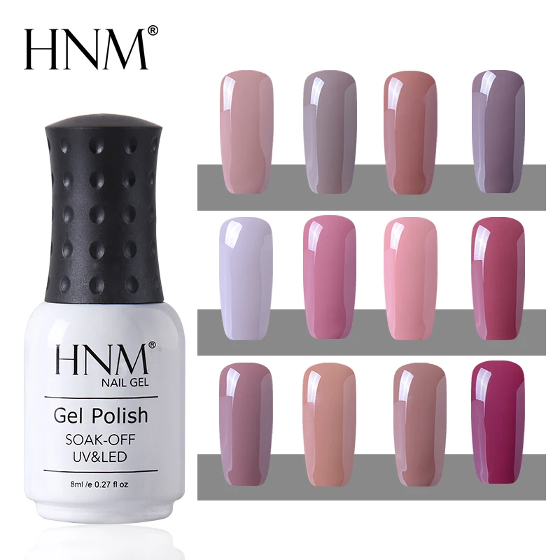 HNM, 12 цветов, Полупостоянный Гибридный лак, УФ-гель для ногтей, отмачивается, 8 мл, штамповка, эмаль, живопись, геллак, светодиодный, лампа