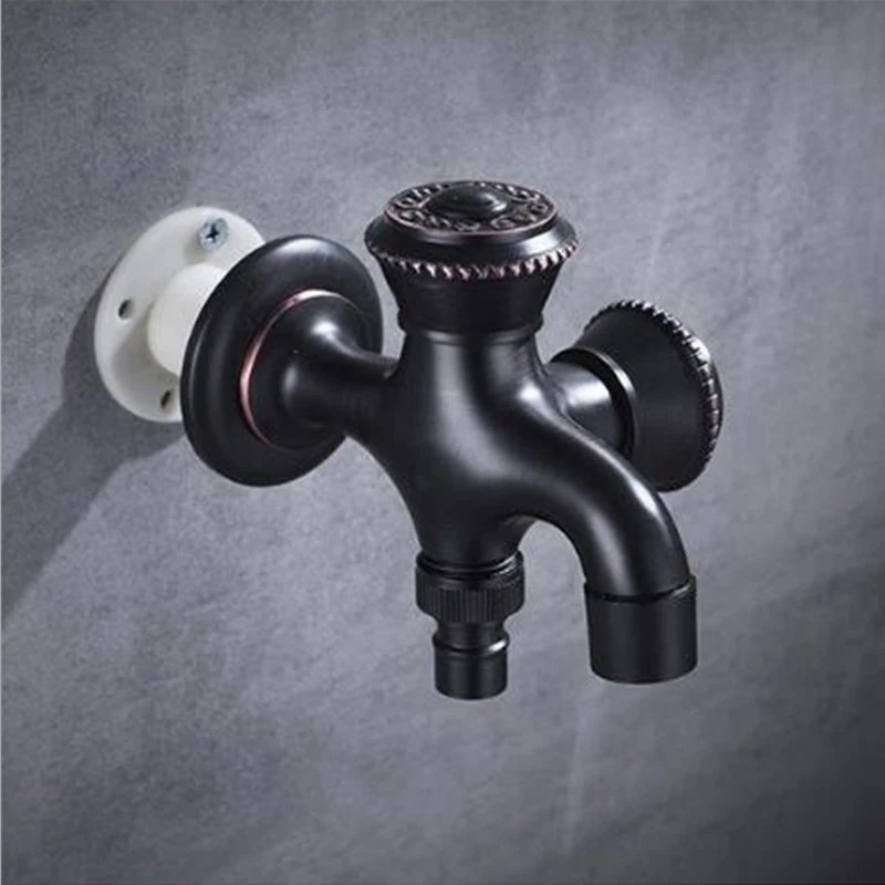 

New Style Bibcock Faucet Brass Wall Mounted Double Using Bathroom Washing Machine Faucet Outdoor Garden Mixer